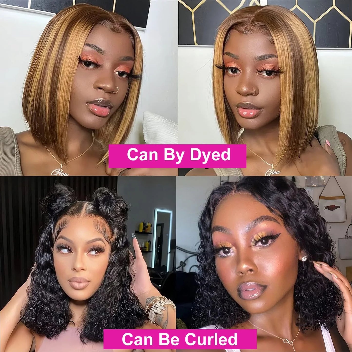 Ultra-Thick 200% Density Straight Short Bob Wig - 13x4 Transparent Lace Frontal Human Hair Wig - Pre-Plucked Free Part Glueless Brazilian Remy Hair Wig for Women (4-16 Inch) Luxegan