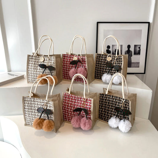 Retro Braided Jute Tote Bag | Large Capacity Shopping & Beach Bag Luxegan
