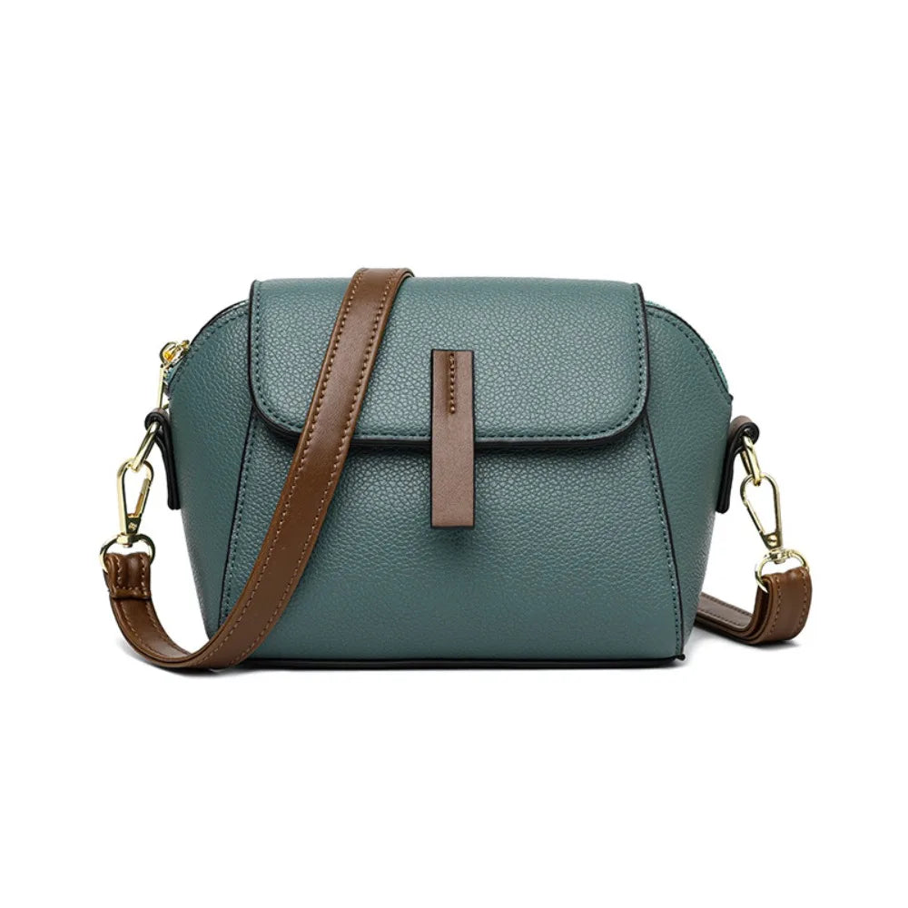 Elegant Genuine Leather Crossbody Bag | Luxury Solid Color Cow Leather Handbag | Fashionable Women's Shoulder Bag | Professional Business Messenger & Bucket Purse Luxegan