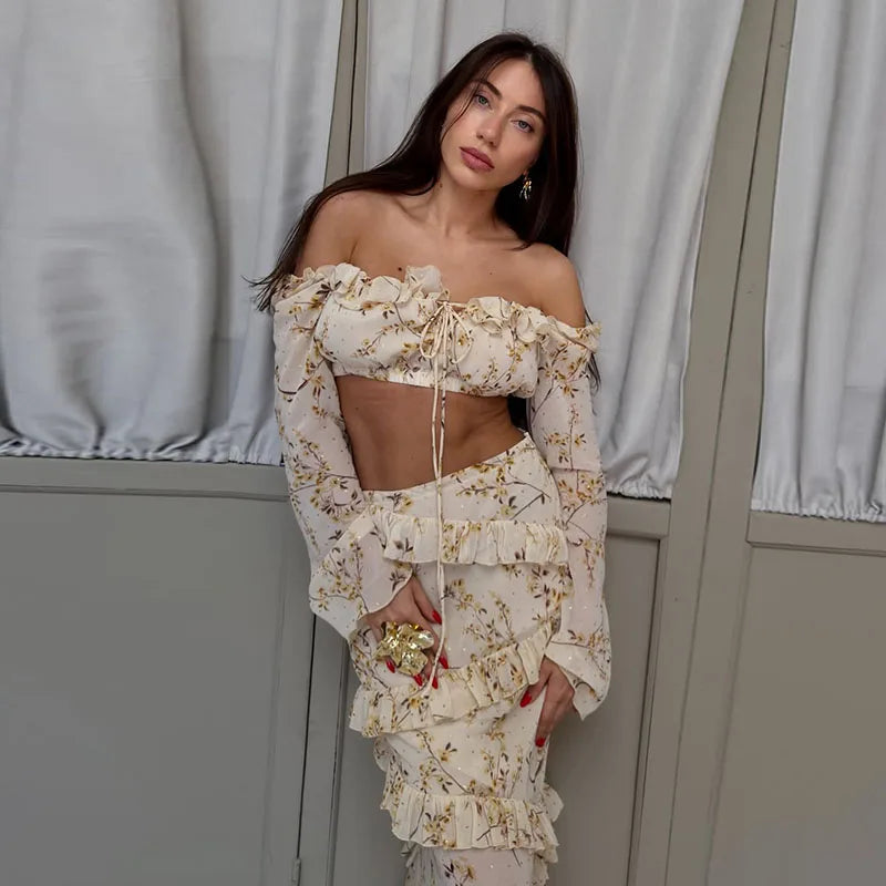 Fashion Women's Printed Ruffled Dress Elegant Short Sleeve Female V Neck Maxi Dresses 2026 Summer Elegant New Lady Vestidos