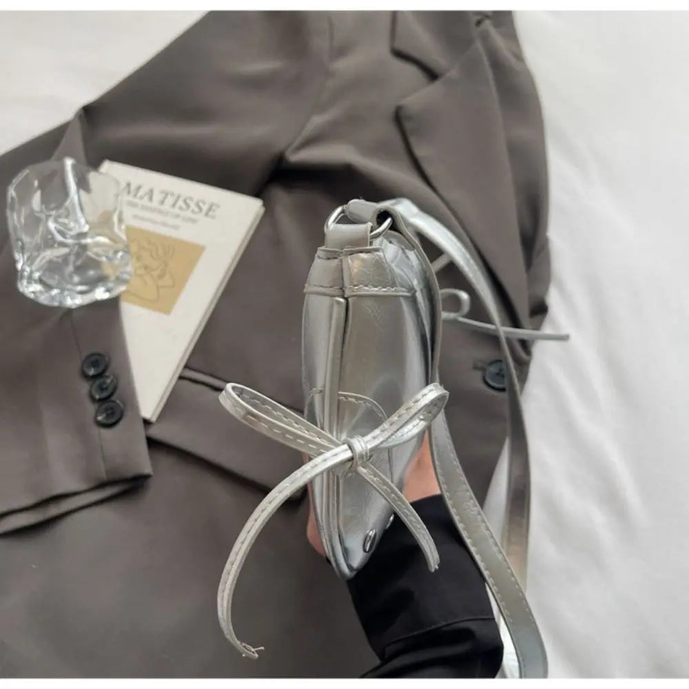 Y2K Designer Solid Color Shoulder Bag | Fashion PU Leather Bow Tie Armpit Bag for Women & Girls Luxegan