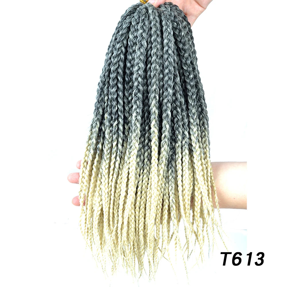 Ombre Box Braids Crochet Hair Extensions – Synthetic Straight Braiding Hair 14"/18"/24" | 22 Strands/Pack