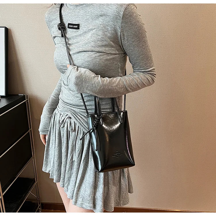 Leather Mini Crossbody Bag for Women | New Korean Fashion Luxury Shoulder Bag & Simple Retro Handbag Luxegan