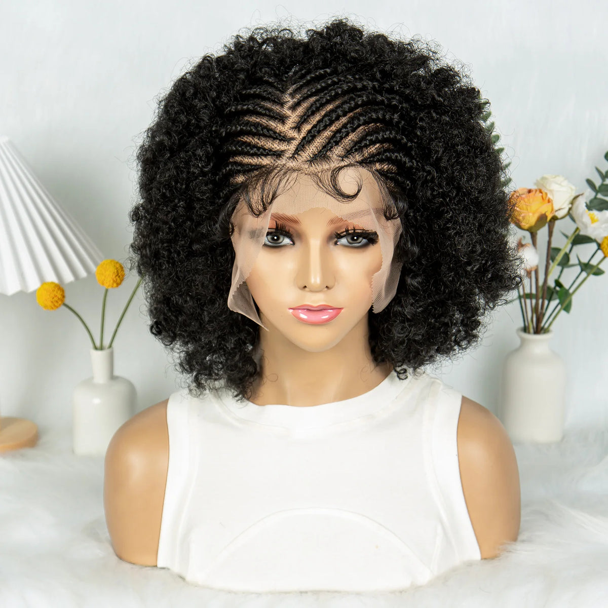 KIMA Peluca trenzada de caja nueva Pelucas sintéticas de encaje completo Longitudes cortas para mujeres negras Hombres Peluca trenzada con pelo de bebé Pelucas trenzadas de caja