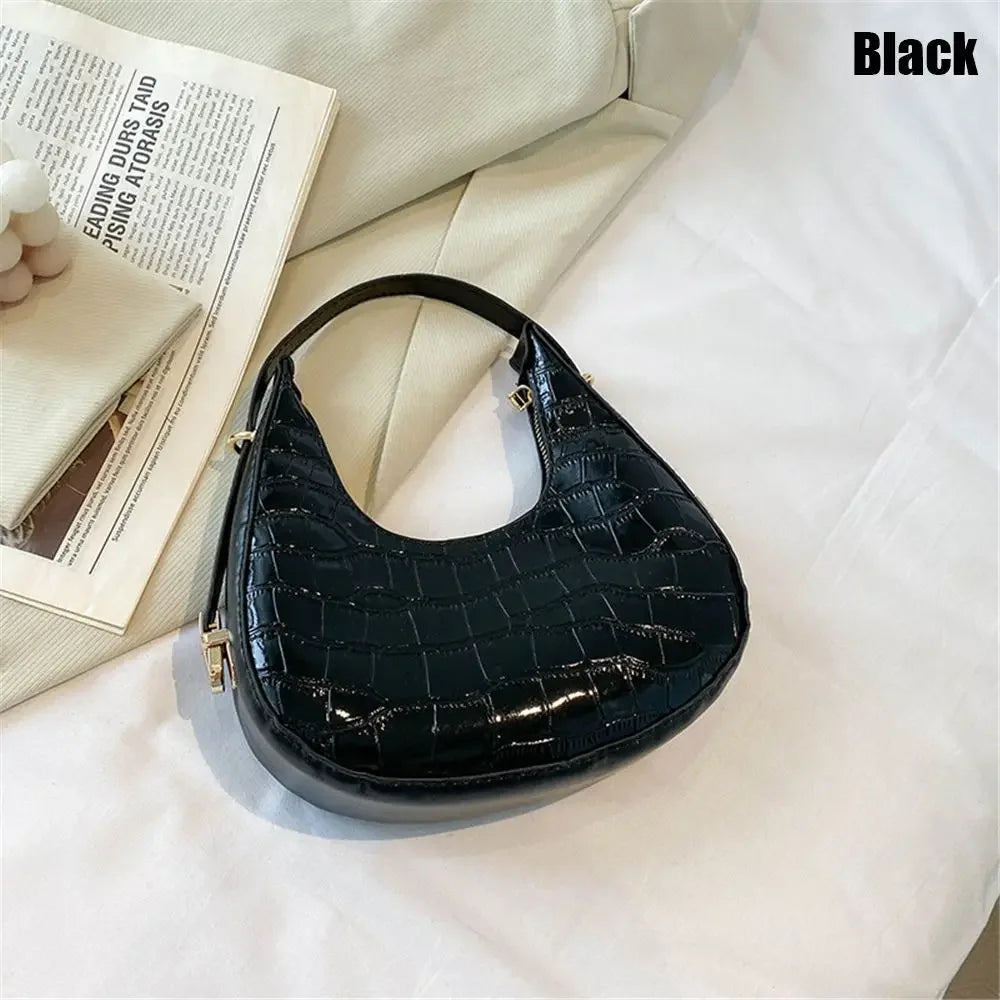 Women's Crocodile Grain Underarm Bags | PU Fashion Shoulder Bag Cute Simple Handbags | Female Purses Women Bag Clutch Purse Luxegan