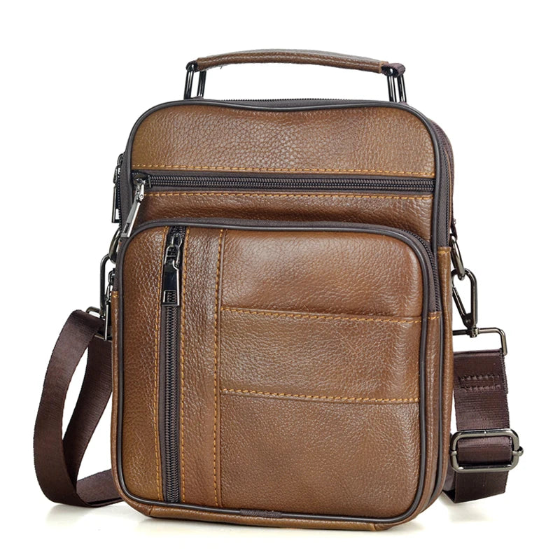 Hot Fashion Men's Genuine Leather Messenger Bag | Luxury Brand Soft Crossbody for Mini Pad & Shoulder Use Luxegan