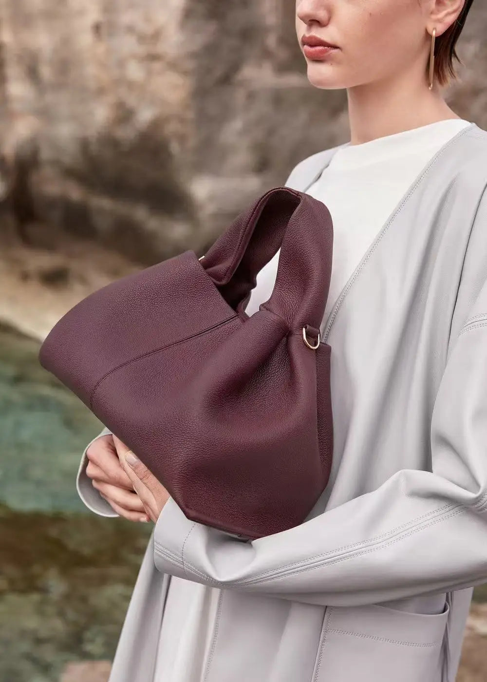 French Niche Design Leather Cloud Bag | Light Luxury Genuine Leather Handbag | Fashionable One-Shoulder Crossbody Hobo Bag for Women | Elegant Party & Casual Versatile Purse Luxegan