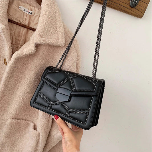 Vintage Rivet Flap Bag | Small PU Leather Crossbody Purse Luxegan