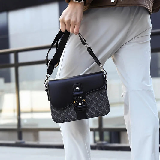 Fashion Square Mailman Bag | Sophisticated "Small Satchel" Silhouette | High-End Men's Business Commuter Bag | "Dignified" High-Performance PU Essential for Radiant Versatile Styling Luxegan
