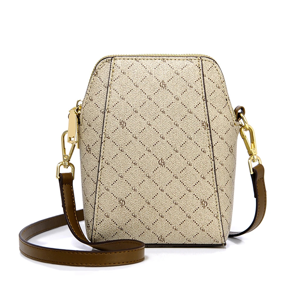 High-Quality Houndstooth Crossbody | Sophisticated Letter-Printed Shoulder Handbag | Elegant Small Square Bag | "Dignified" Soft Multifunctional Tote for Versatile Styling Luxegan
