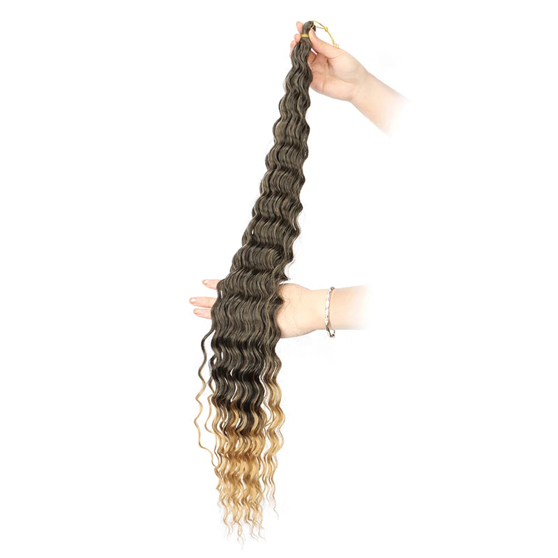 30 Inch Pre-Stretched Deep Wave Crochet Hair – Ombre Soft Curly Braiding Hair for Women Luxegan
