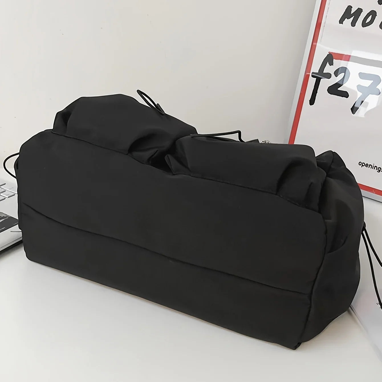 Fashionable Drawstring Crossbody Messenger Bag | Spacious & Secure Zippered Nylon Tote | Unisex Casual Shoulder Bag with Stylish Bag Charm Luxegan