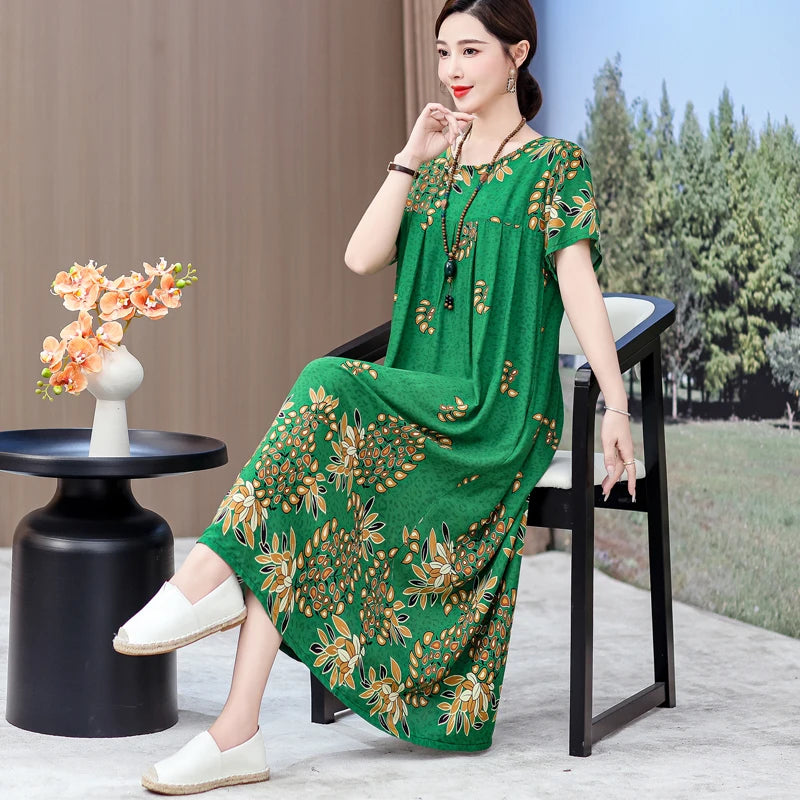 New 2025 Women Dress Female Casual short Sleeve cotton Dresses loose solid Vintage Sweet Clothing Vestidos  vestido verano