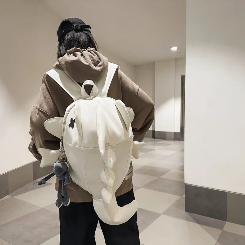 Shark Creative Monster Backpack | Funny Personalized Cartoon Nylon School Bag for Students (Unisex) Luxegan