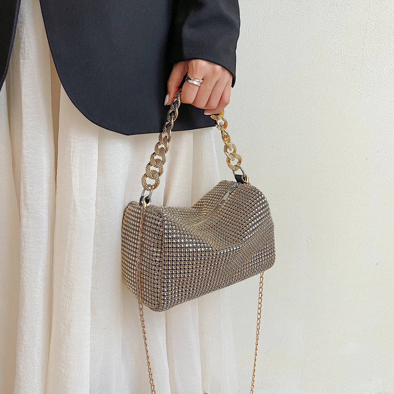 Korean Fashion Bright Diamond Hobo Messenger Bag Luxegan