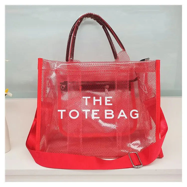 The Tote Bag for Women | Luxury Designer Clear Beach Bag & Summer Crossbody | Fashion Pink PVC Shopper & Handbag Luxegan