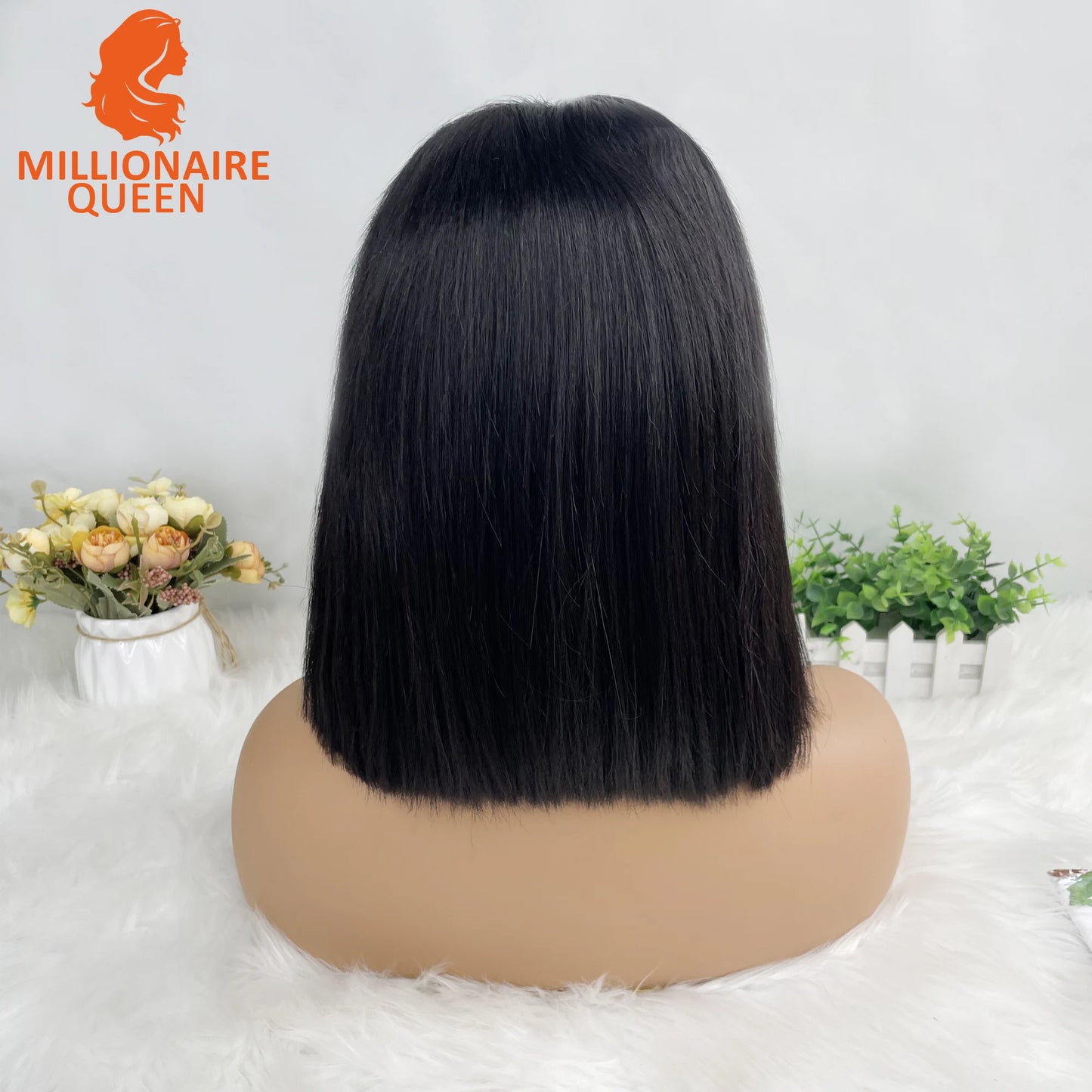 Vietname Super Double Drawn Bone Straight 13x4 Bob Wig with 100% Human Hair Nature Black 250% Density For Black Women
