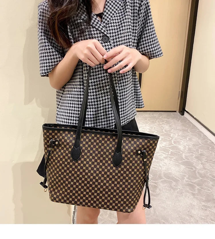 Luxury Large Capacity Top Handle Tote | Soft Criss-Cross Shoulder Bag Luxegan