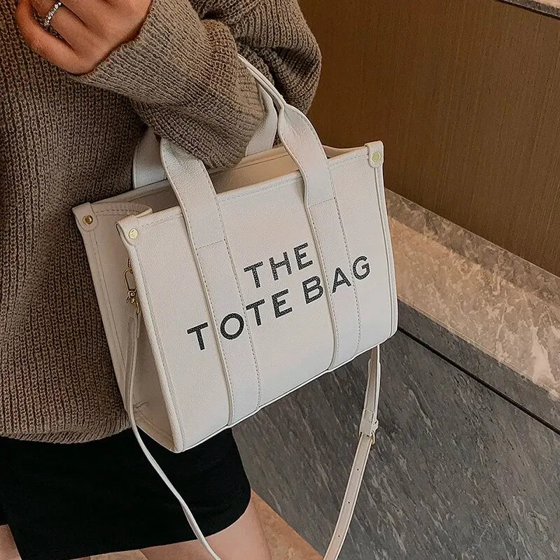The Tote Bag for Women | Crossbody Female Handbag & New Solid Words Letter Leisure Large Bag (Luxury Fashion Designer PU Bag) Luxegan
