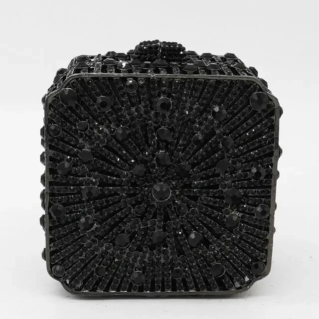 Crystal Women’s Evening Clutch | Wedding Bridal Rhinestone Minaudiere Box | Luxury Hollow-Out Diamond Party Handbag | Elegant Petite Gala Dinner & Banquet Purse Luxegan
