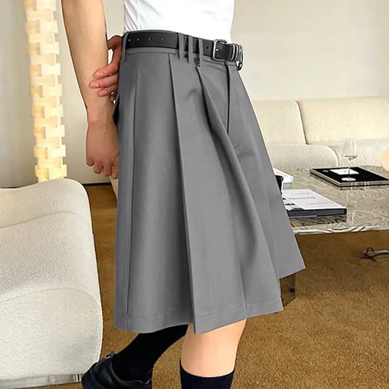 Solid Color Pleated Summer Shorts | Sophisticated Mid-Waist Loose Silhouette | Elegant "Knee-Length" Korean Style Streetwear | "Dignified" Zipper Fly Bottoms for Radiant Versatile Styling Luxegan