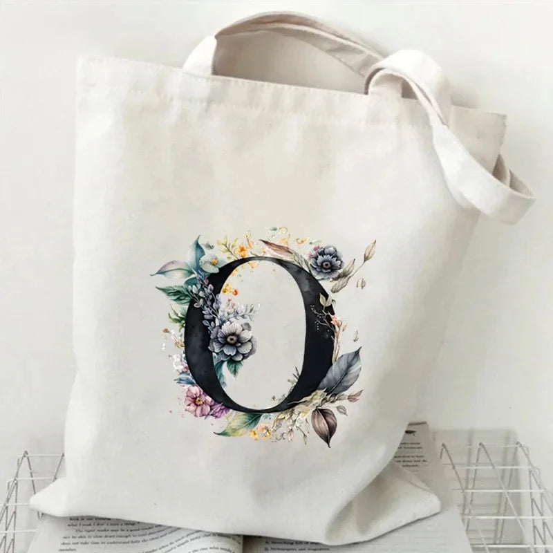 Harajuku Letter & Flower Canvas Tote | Eco Reusable Shopping Bag Luxegan