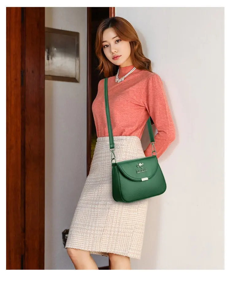Soft PU Leather Crossbody Bag | Casual Solid Color Shoulder Purse Luxegan