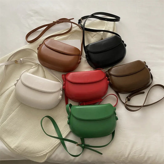 Women's Small Messenger Bag | Solid PU Leather Shiny Shoulder Bag & Saddle Purse LUxegan