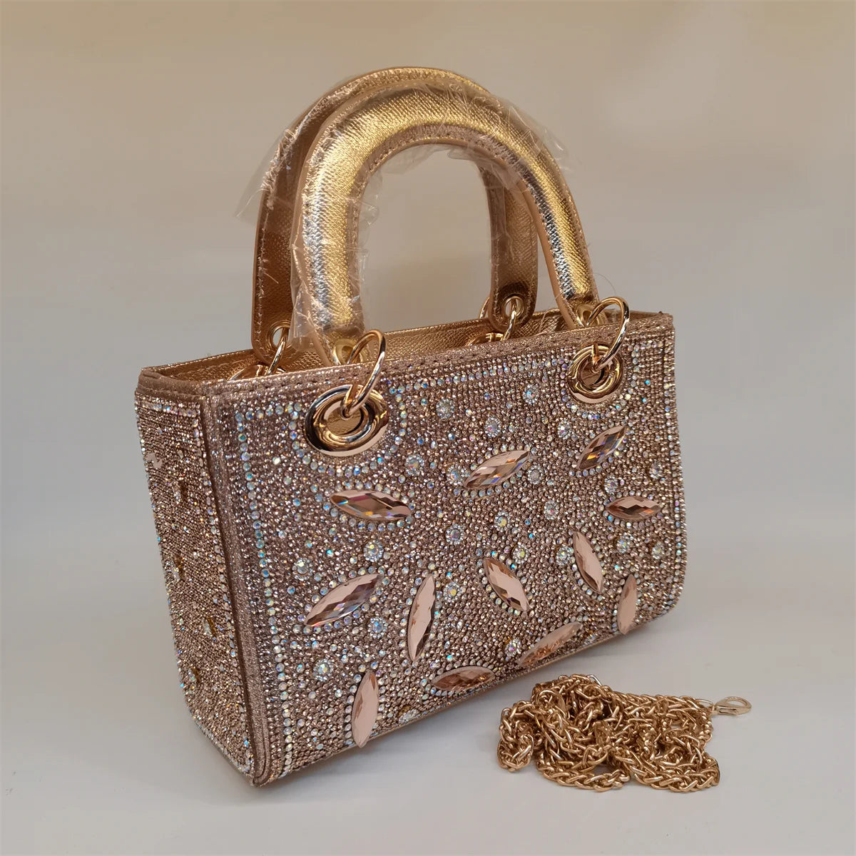 Soft Rhinestone Embellished Evening Bag | Fashion Chain Clutch Luxegan