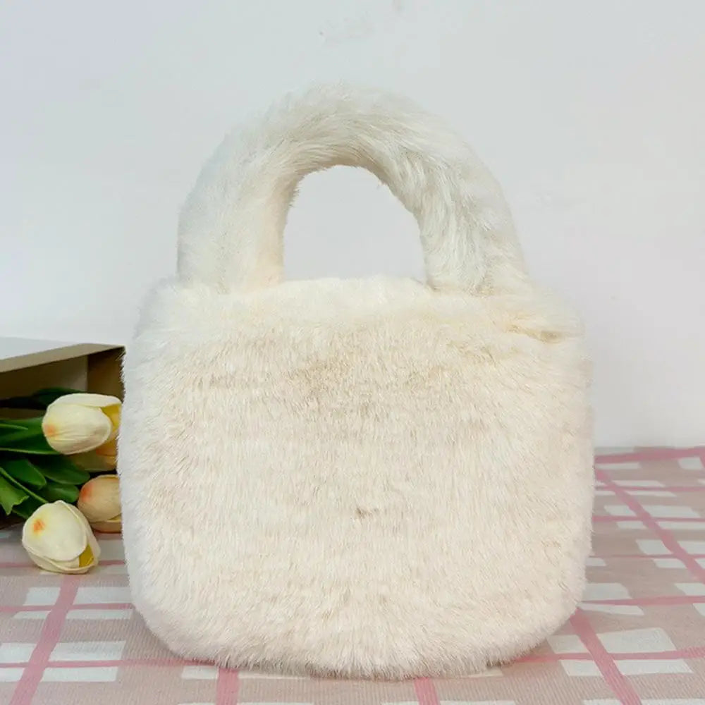 Top Handle Bag Small Women Tote Bag Furry Tote Bag Women Plush Bag Stylish Tote Handbags For Women Girls