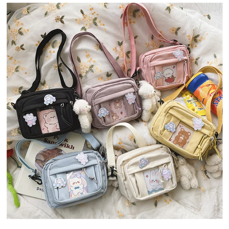 Kawaii Girls’ JK Transparent Bag | Sophisticated Modern Itabag | Elegant Small Crossbody & Shoulder Bag | "Dignified" Lightweight Nylon Purse for Versatile Styling Luxegan