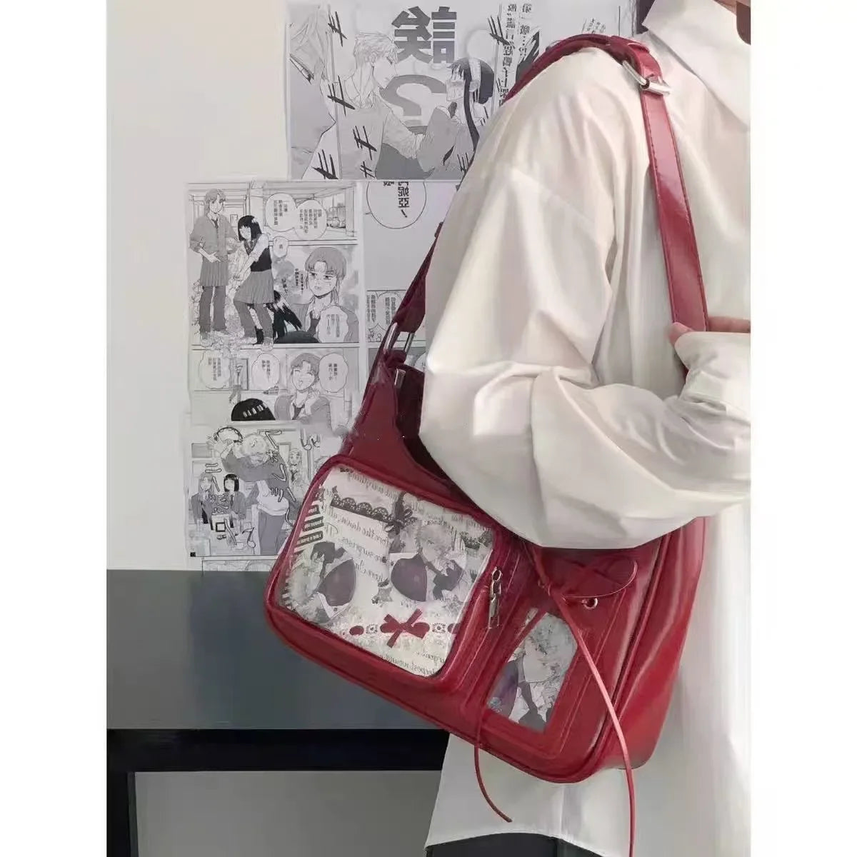 Soft Y2K Harajuku Transparent Ita Bag | Versatile Crossbody Shoulder Bag Luxegan