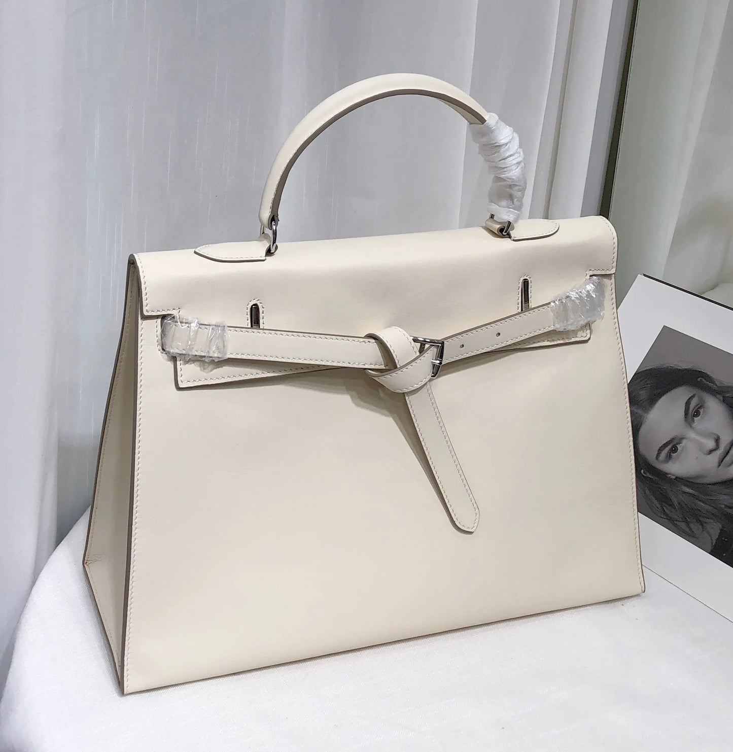 New High-end First-layer Swift Cowhide Leather Women Bag | Folding Clutch Bag Fashionable Shoulder Bag Commuting Casual Versatile Luxegan