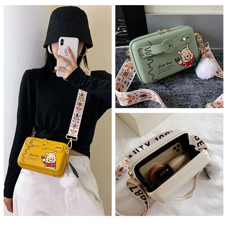 Disney Winnie the Pooh Shoulder Bag | Fashion Cartoon Print Crossbody Bag Luxegan