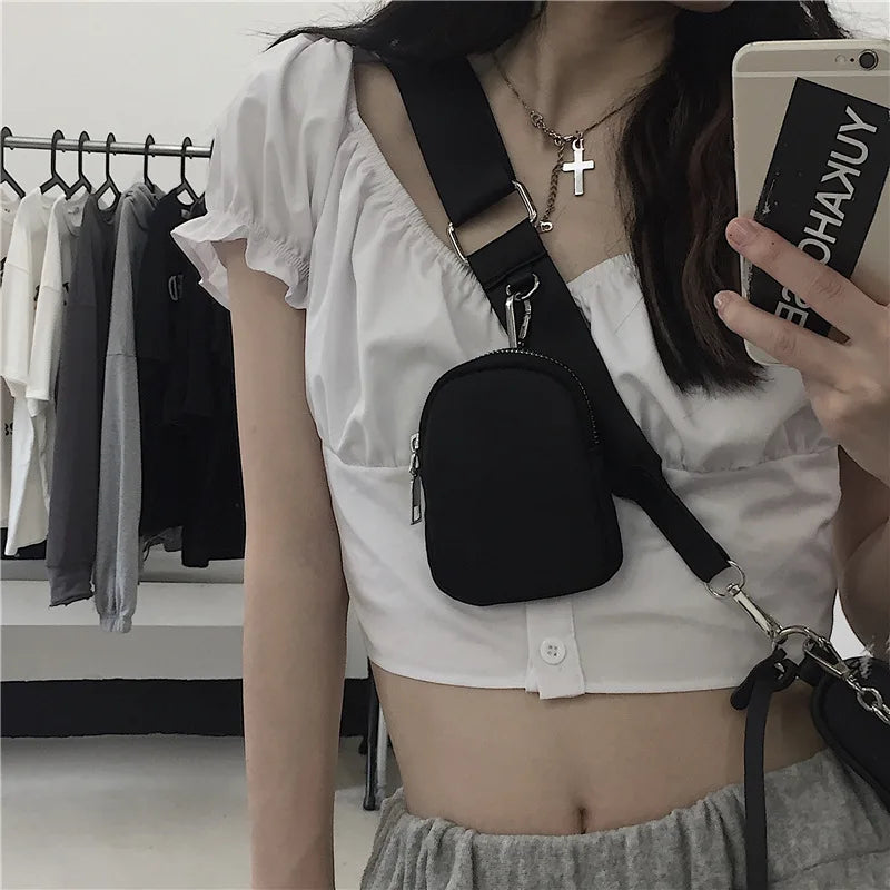 Casual Nylon Waterproof Women Shoulder Hobo Bags | Fashion Cool Black Chain Decolr Armpit Crossbody With Small Purse Luxegan