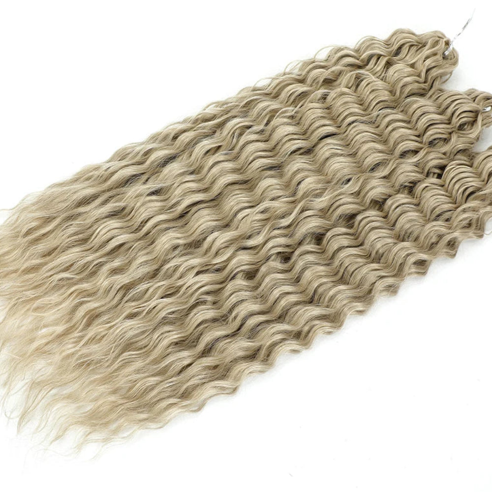 22 Inch Deep Water Wave Crochet Braids – 3 Pcs 300g Bio-Protein Synthetic Hair Bundles for Women Luxegan