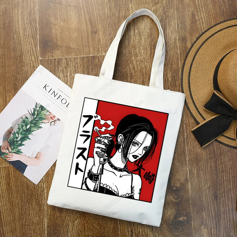 Nana Osaki BLAST Anime Manga Printed Canvas Tote Bag | Custom Reusable Cloth Handbag Shoulder Bag (Unisex) Luxegan