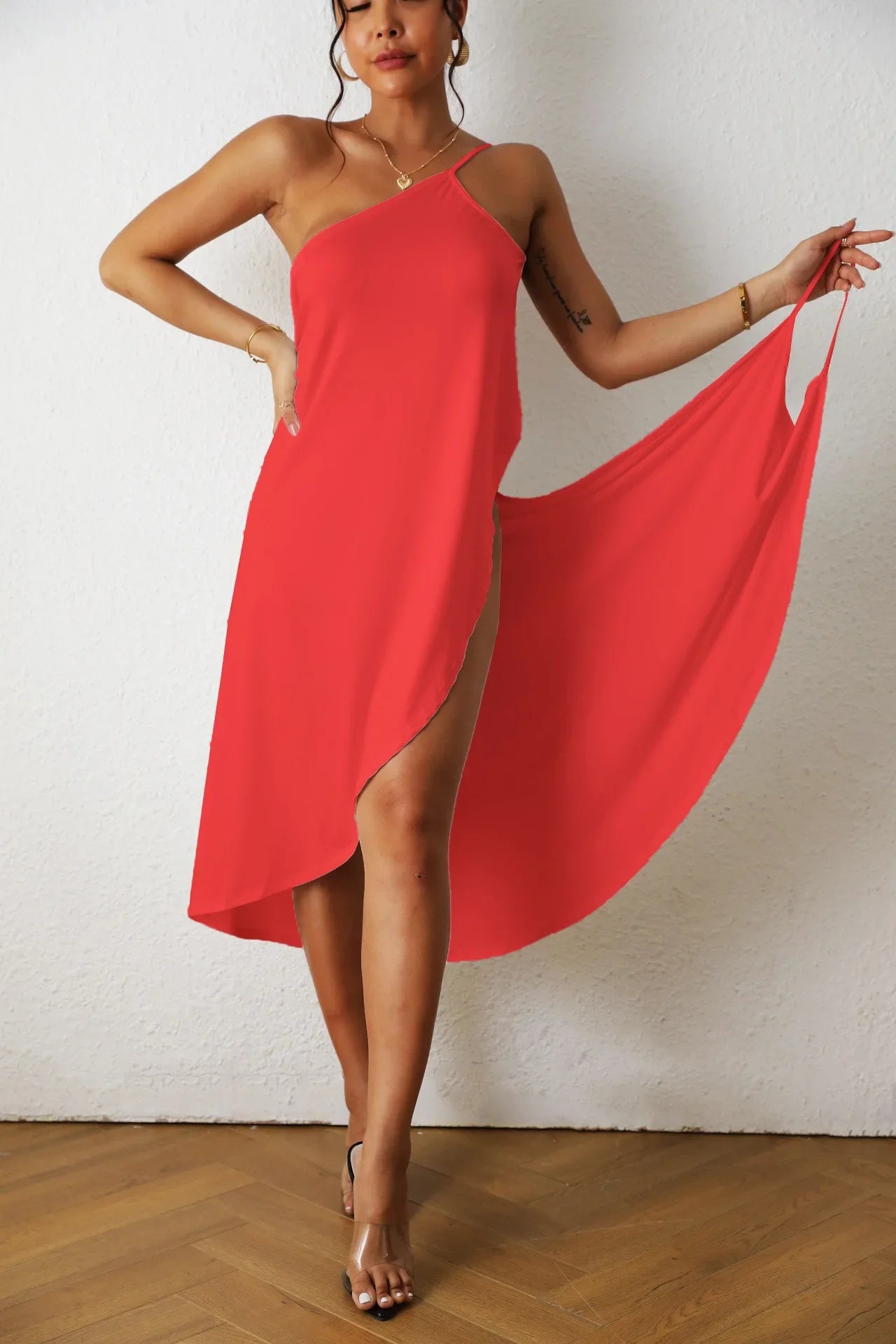 Strapless Slip Midi Dress | Sleeveless A-Line Bandage Y2K Streetwear Camisole Dress Luxegan