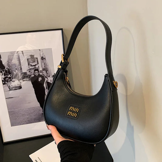 Vintage Small Bag | Women's New Crescent Shaped Bag & Autumn Winter Dumpling Bag (Commuting Black Crossbody Bag) Luxegan