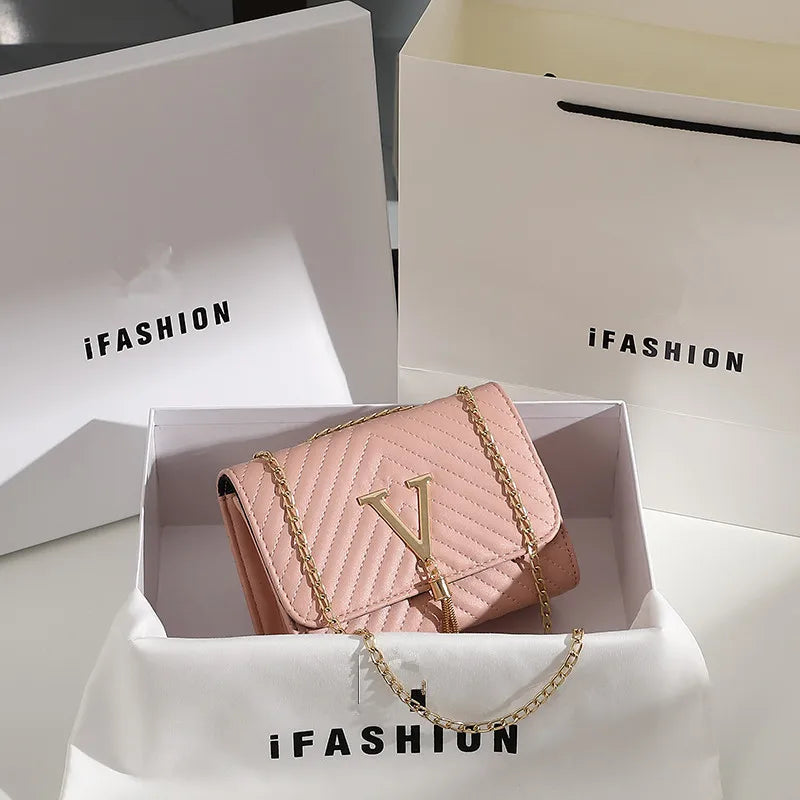 PU Leather Geometric Flap Bag | Moderate Hardness Sequined Embroidery Chain Clutch Luxegan