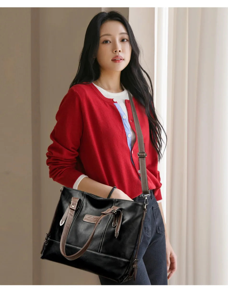 Four Arrows Genuine Brand Luxury Handbag | Top Quality PU Leather Large Shoulder Bag | Designer Crossbody with Sequined Accents & Color-Blocking Strap Luxegan