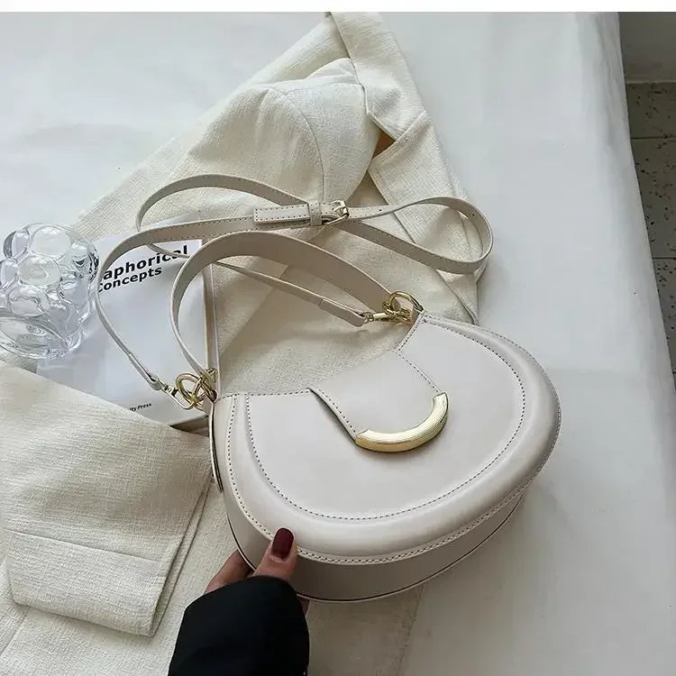 Designer Trend Leather Underarm Bag | Sophisticated Solid Color Small Armpit Shoulder Bag | Elegant Casual Bucket Shaped Handbag | Luxury Soft PU Leather Crossbody with "Dignified" Magnetic Hasp Luxegan