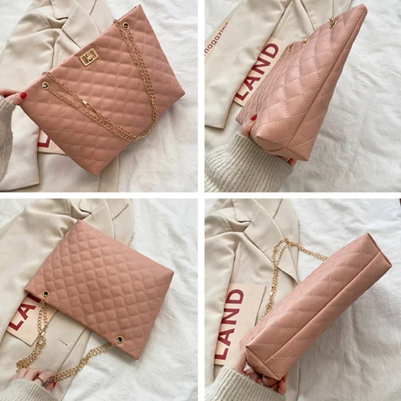 Tote Bags for Women | PU Leather Diamond Lattice Handbag & Large Capacity Underarm Shoulder Bag Luxegan