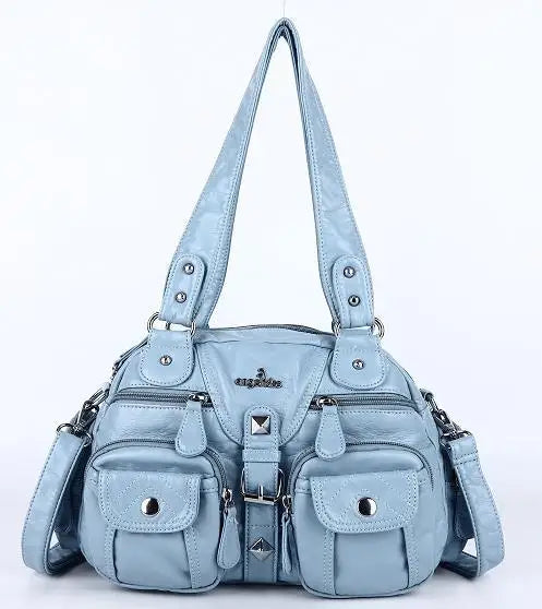 Women’s Rose Top-Handle Satchel | Luxury PU Leather Dumpling Bag | Versatile Crossbody & Shoulder Purse with Organized Interior Luxegan 