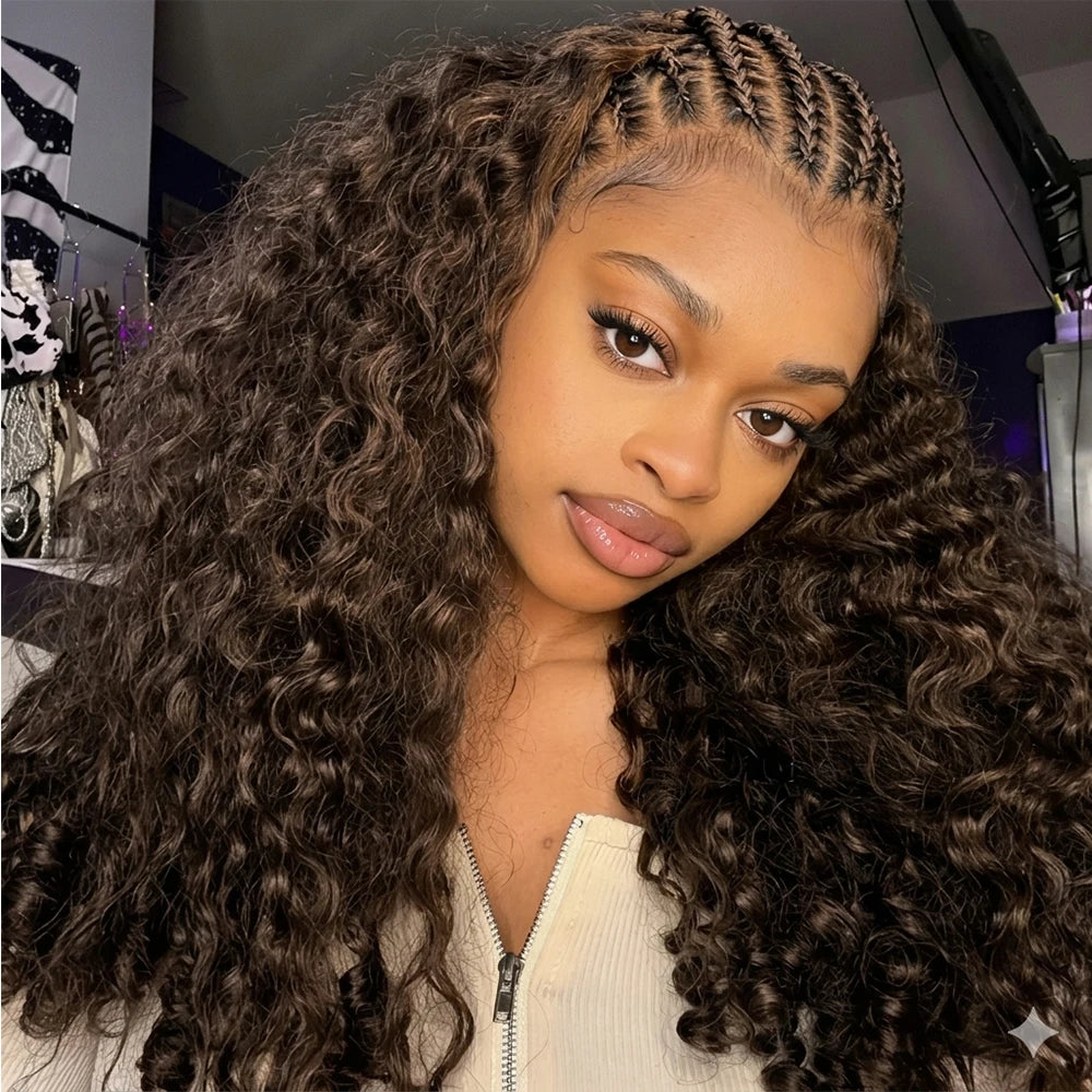 Chocolate Brown Burmese Curly Crochet Hair – 100% Raw Human Hair Miracle Knots Luxegan