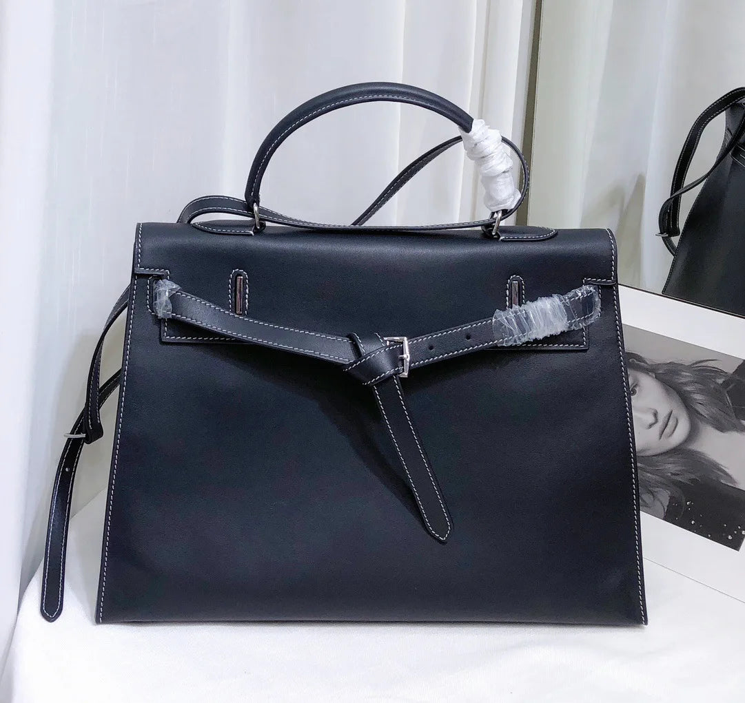 New High-end First-layer Swift Cowhide Leather Women Bag | Folding Clutch Bag Fashionable Shoulder Bag Commuting Casual Versatile Luxegan