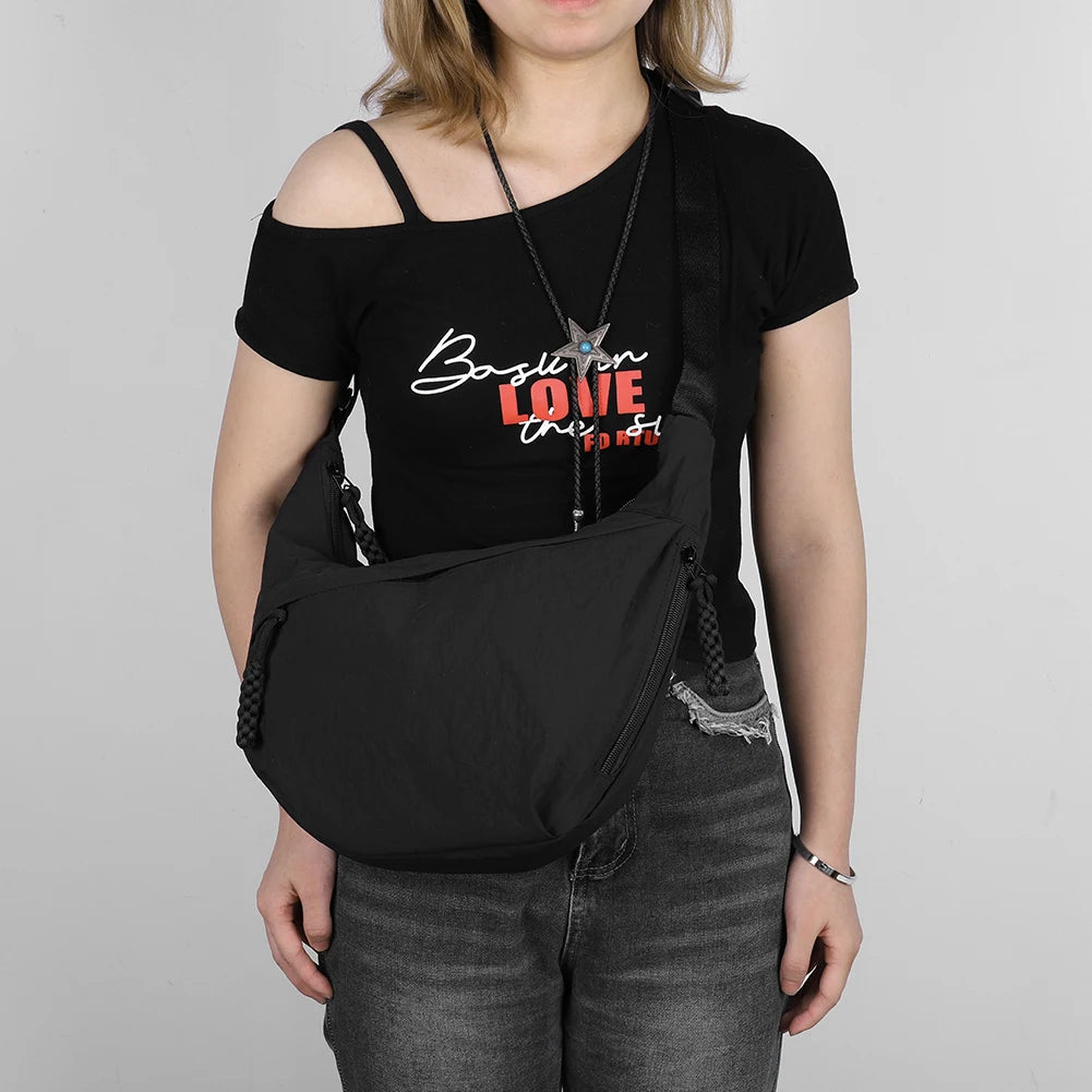 Versatile Nylon Crossbody Bag | Fashionable Zippered Tote Handbag | Adjustable Strap Hobo Shoulder Bag | Lightweight Casual Sling Bag for Outdoor Travel & Daily Use Luxegan