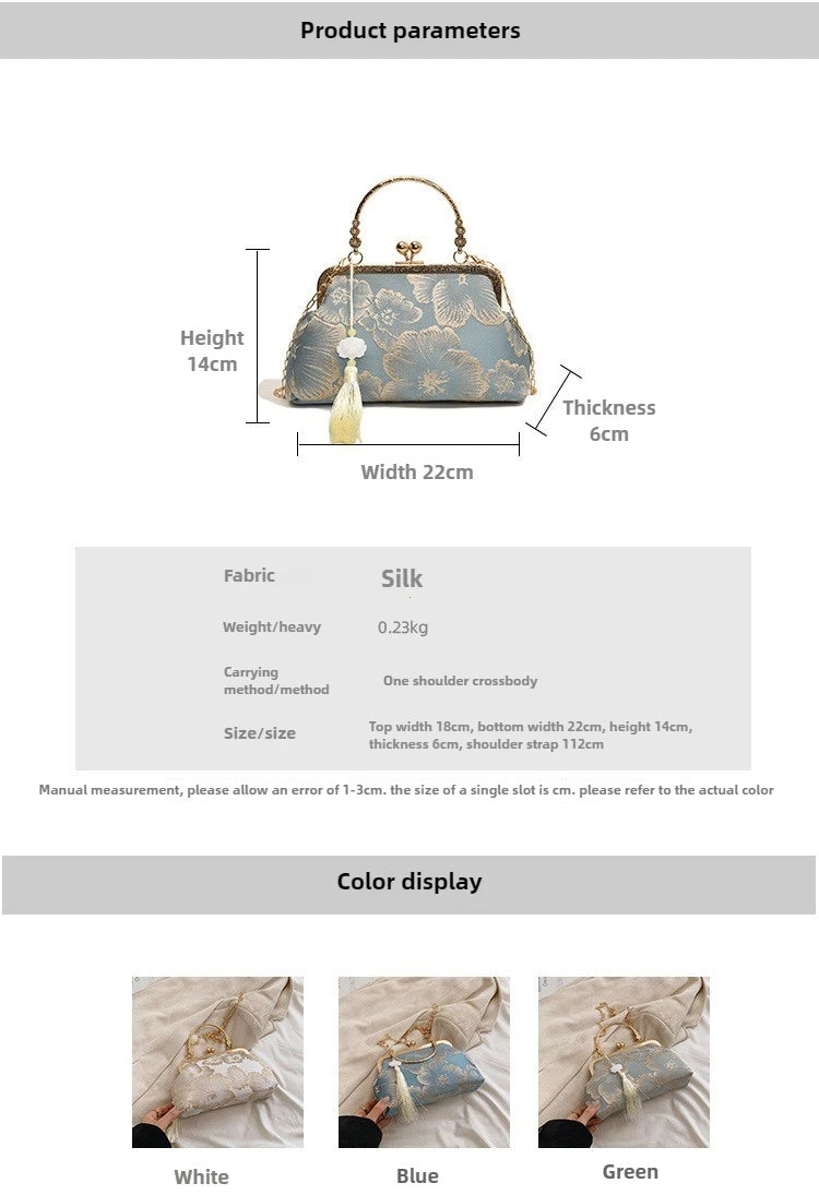 Chinese Style Embroidered Shoulder Bag | Elegant Handbag & Retro Small Square Bag (Wedding Party Luxury Designer Women's Evening Clutch) Luxegan