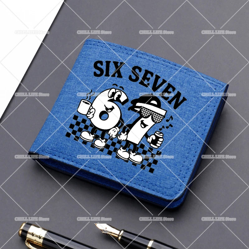 Anime "Six Seven" Brainrot Canvas Wallet | Sophisticated "Multi-Card Slot" Silhouette | High-End Boys Folding Billfold & Card Holder | "Dignified" High-Performance Short Coin Purse for Radiant Versatile Styling Luxegan