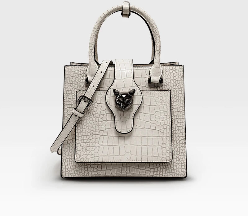 Genuine Leather Animal Print Casual Tote | Hard Business Lady Luxury Designer Bag Luxegan